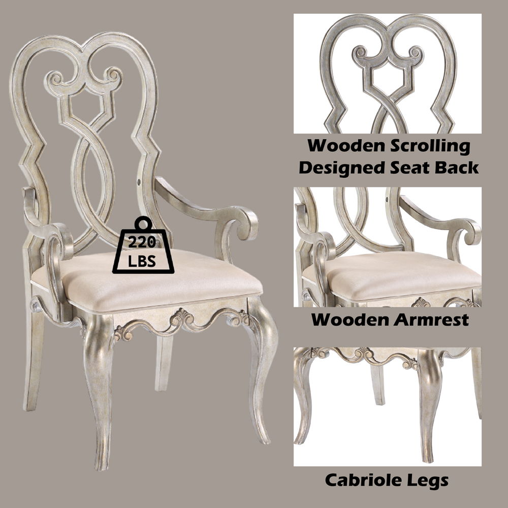 Esteban - Chair (Set of 2) - Ivory Velvet & Antique Champagne Finish