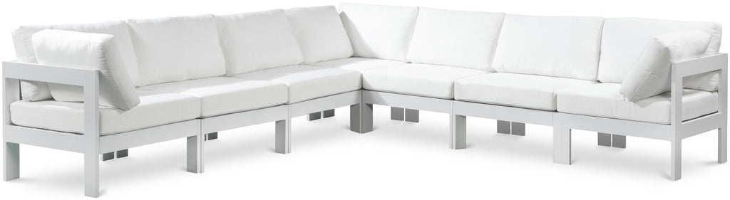 Nizuc - Outdoor Patio 7 Piece Modular Sectional With White Frame