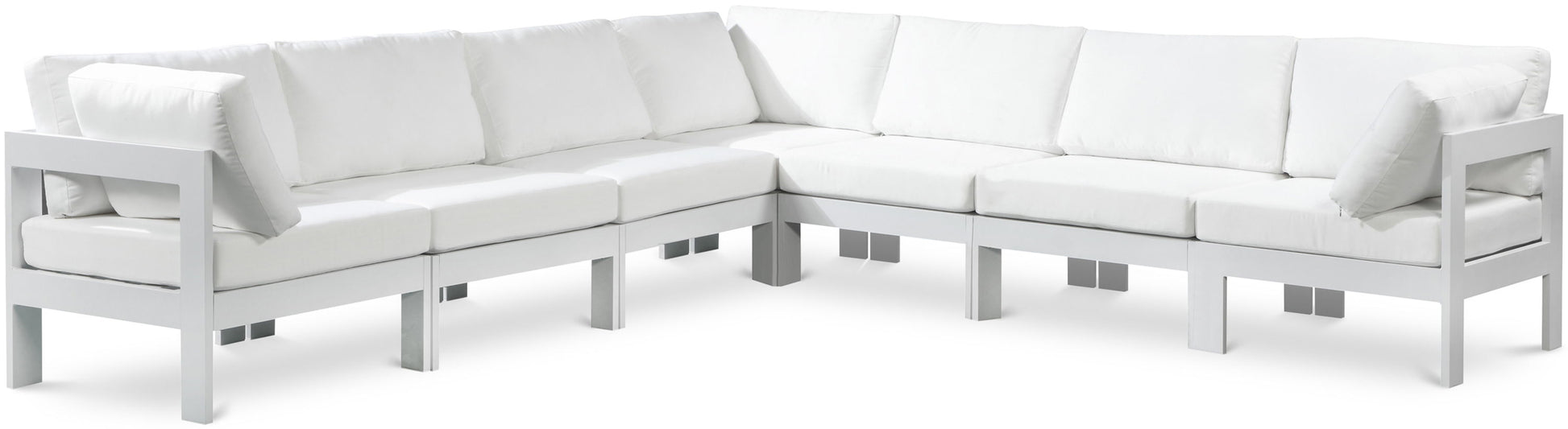 Nizuc - Outdoor Patio 7 Piece Modular Sectional With White Frame