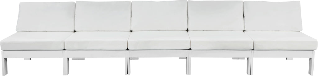 Nizuc - Outdoor Patio 5 Seat Modular Armless Sofa With White Frame