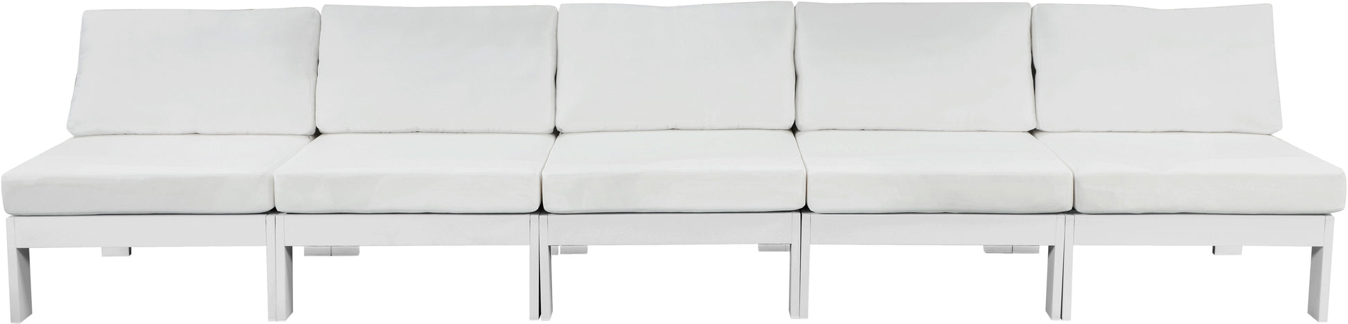 Nizuc - Outdoor Patio 5 Seat Modular Armless Sofa With White Frame
