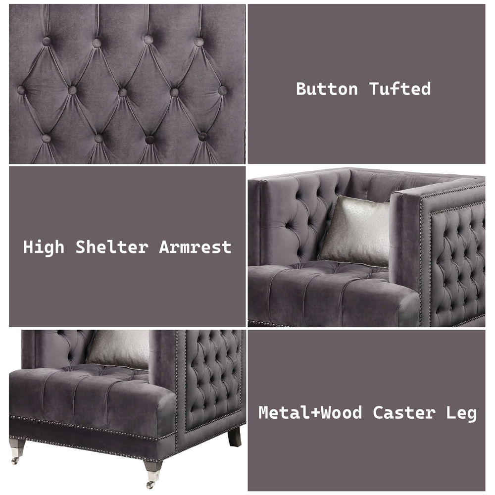 Hegio - Chair - Gray Velvet