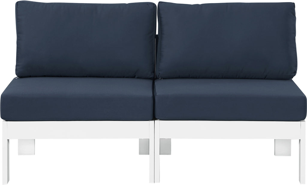 Nizuc - Outdoor Patio 2 Seat Armless Modular Sofa With White Frame