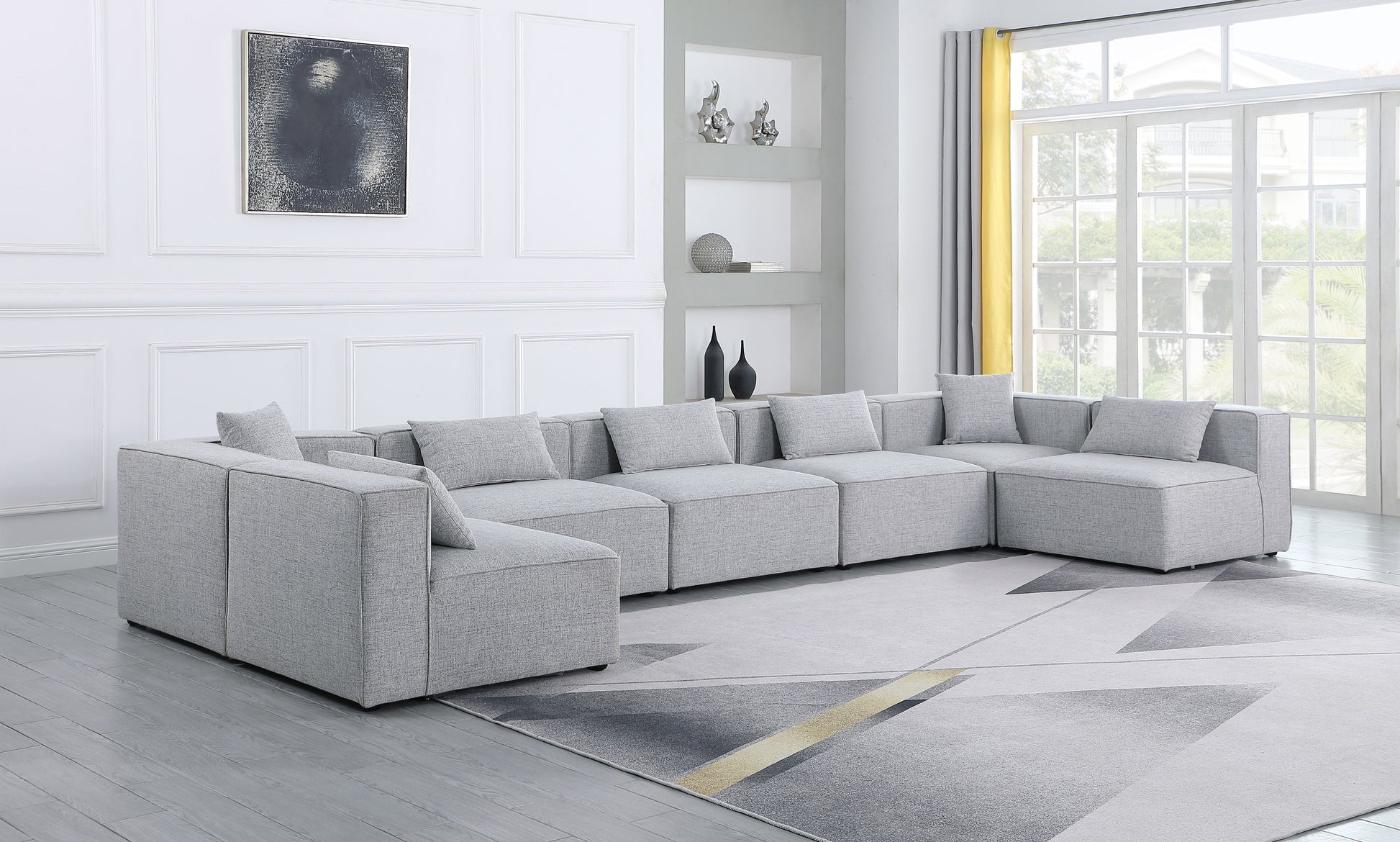 Cube - Linen 7 Piece Modular U-Shaped Sectional