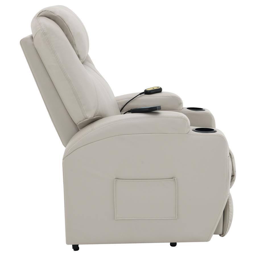 Sanger - Upholstered Power Lift Massage Recliner