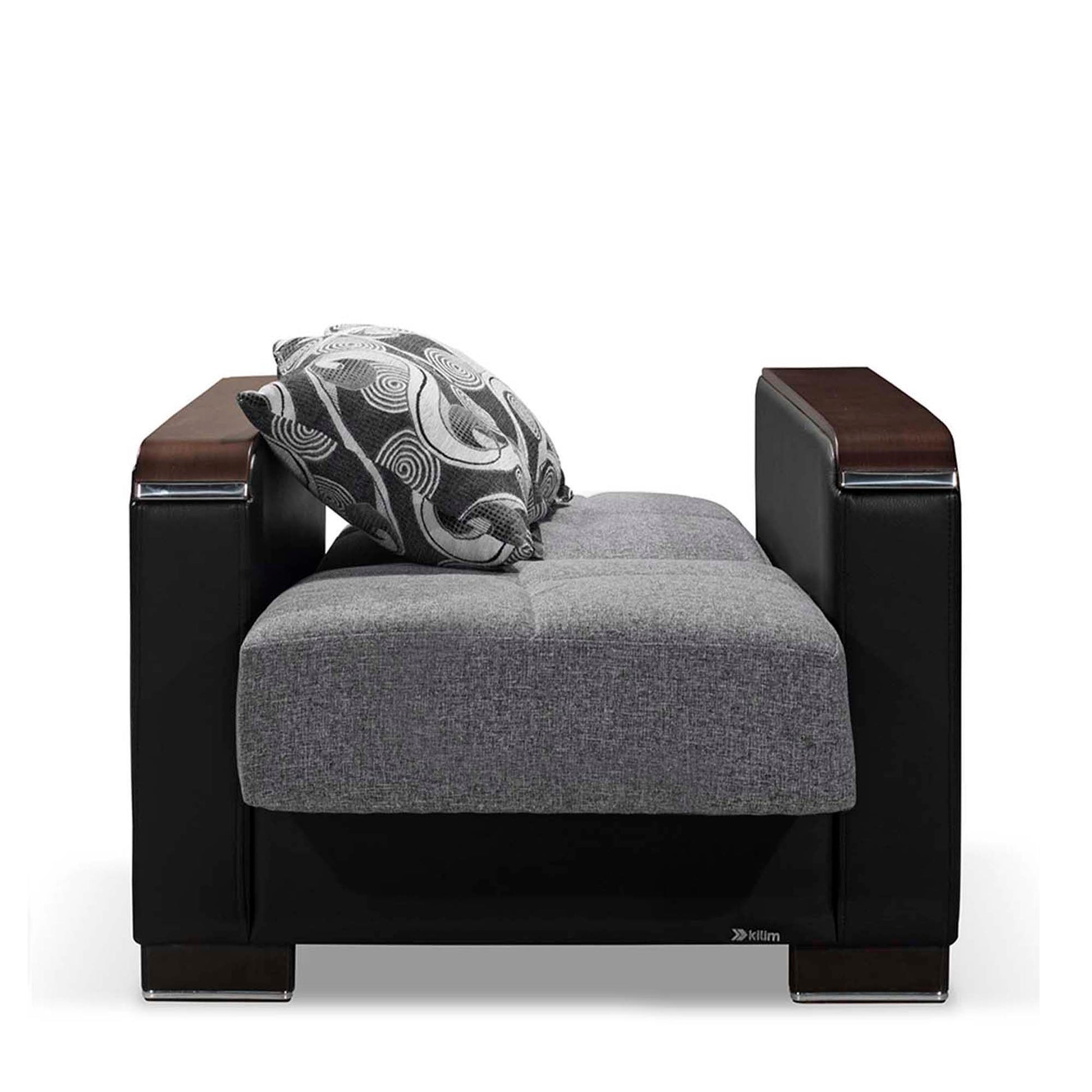 Ottomanson Armada X - Upholstered Convertible Wood Trimmed Armchair With Storage