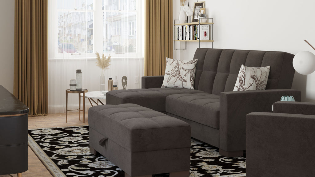 Ottomanson Armada - Upholstered Convertible Chaise Lounge With Storage - Microfiber