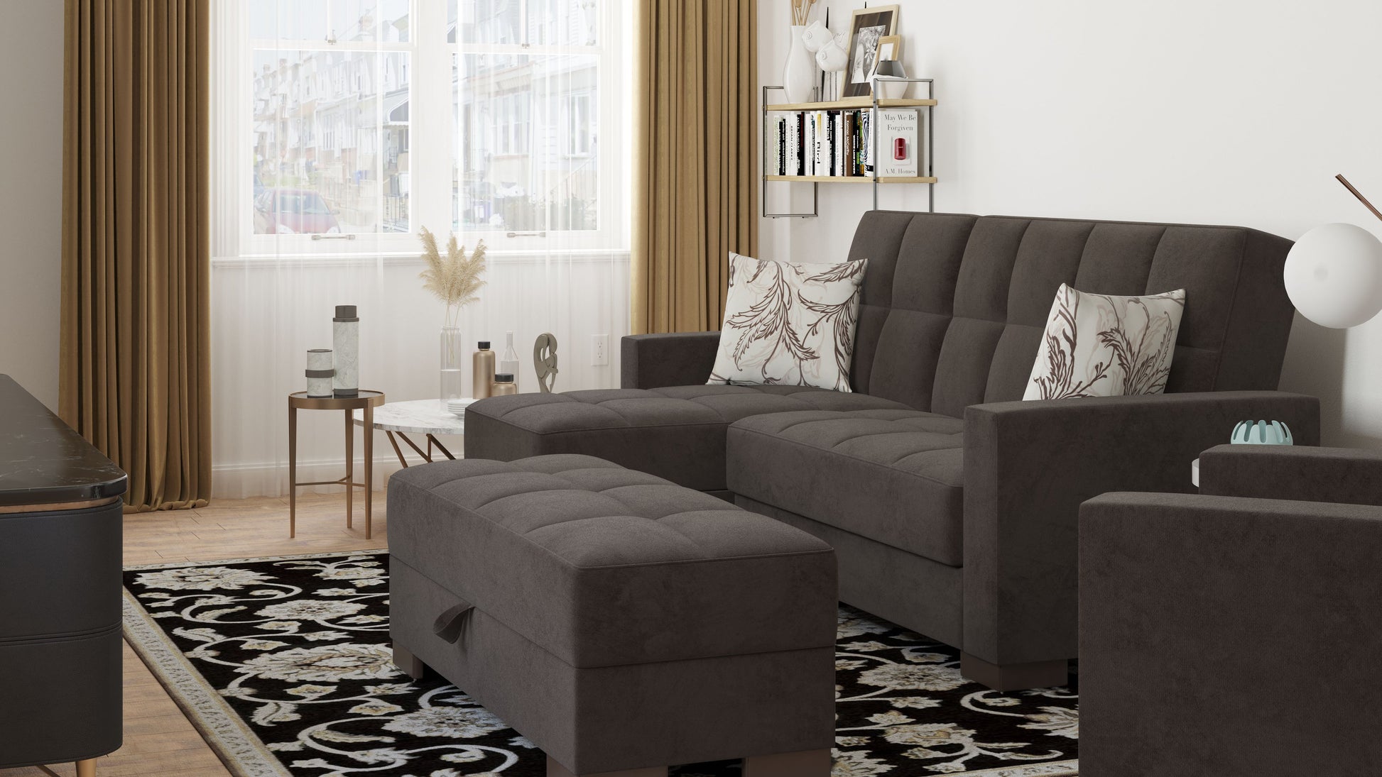 Ottomanson Armada - Upholstered Convertible Chaise Lounge With Storage - Microfiber