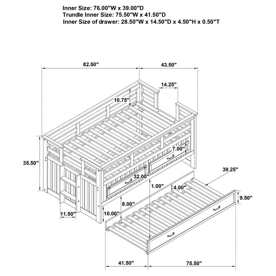 Carlsbad - Wood Captains Bed With Trundle