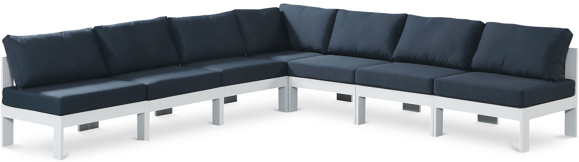 Nizuc - Outdoor Patio 7 Piece Modular Sectional With White Frame