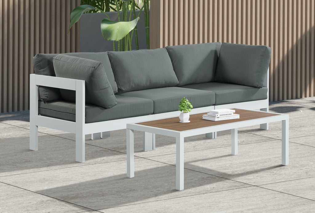 Nizuc - Outdoor Patio 3 Seat Modular Sofa With White Frame