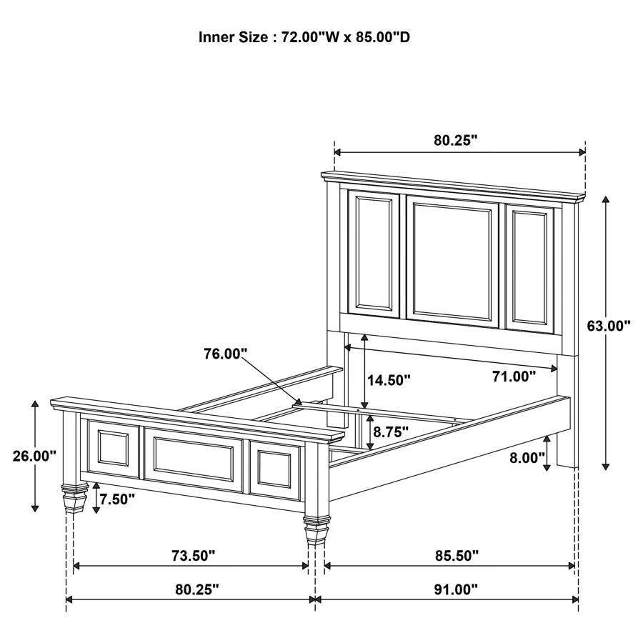 Sandy Beach - 63" Panel Bed with High Headboard