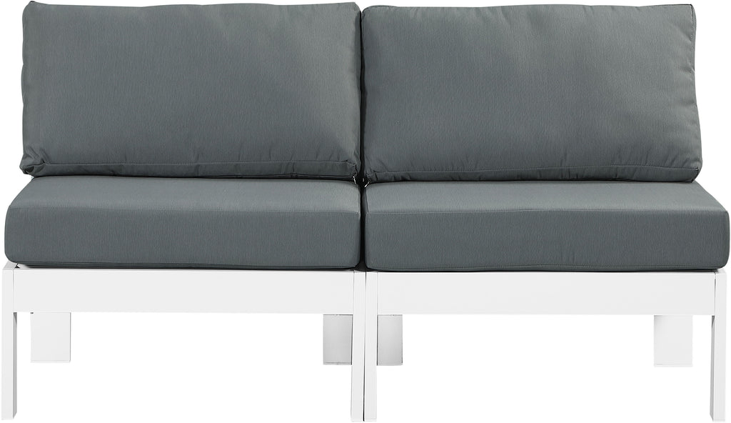 Nizuc - Outdoor Patio 2 Seat Armless Modular Sofa With White Frame