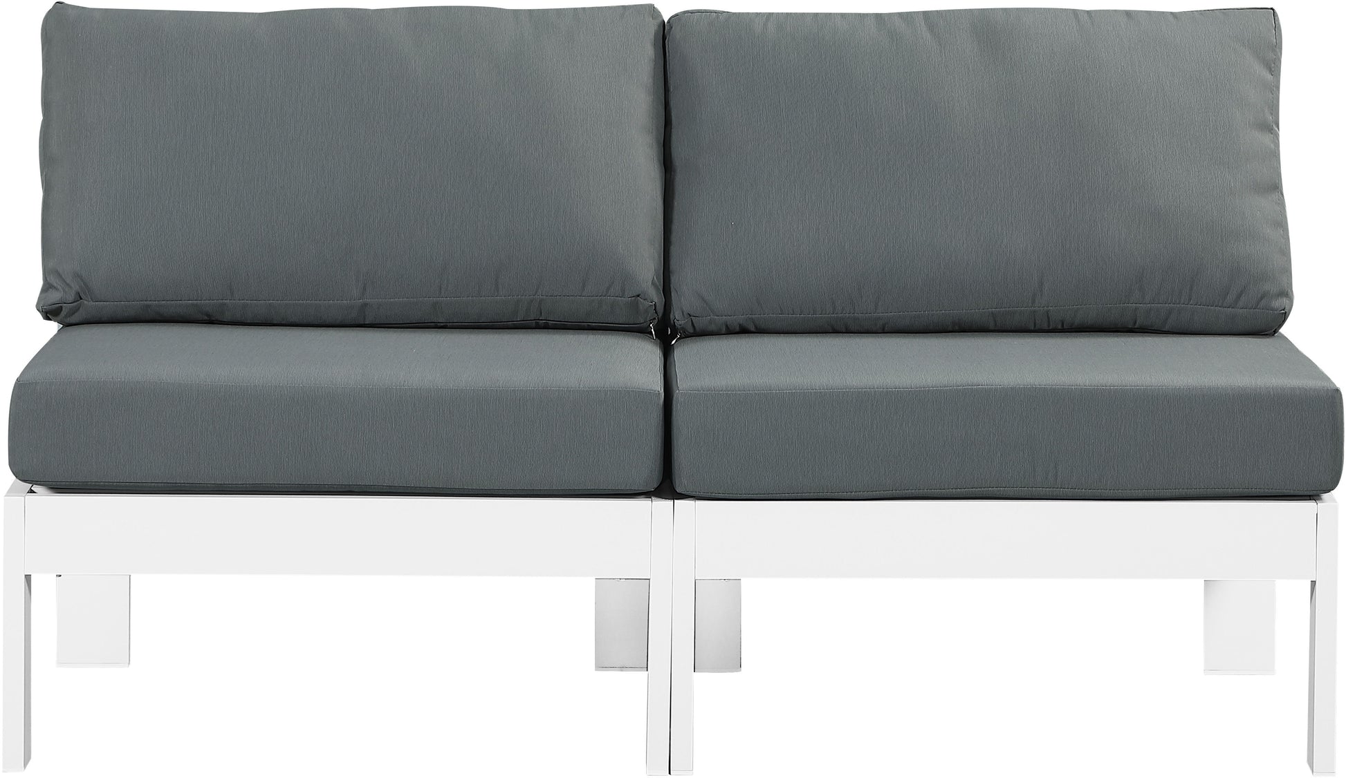 Nizuc - Outdoor Patio 2 Seat Armless Modular Sofa With White Frame