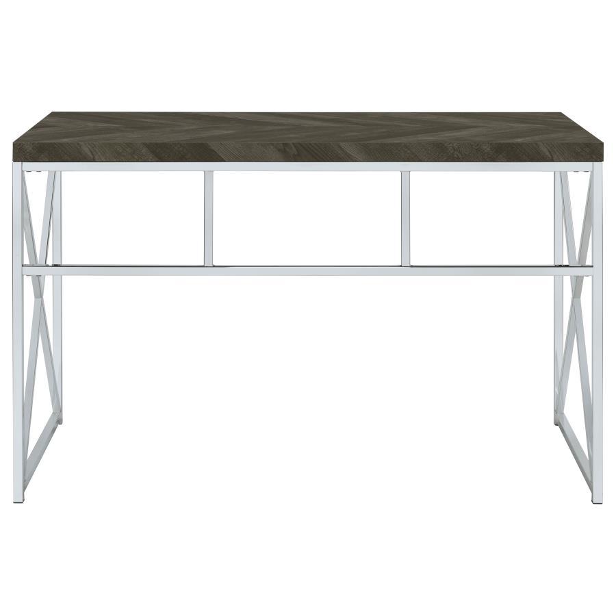 Grimma - Writing Office Desk - Rustic Gray And Chrome