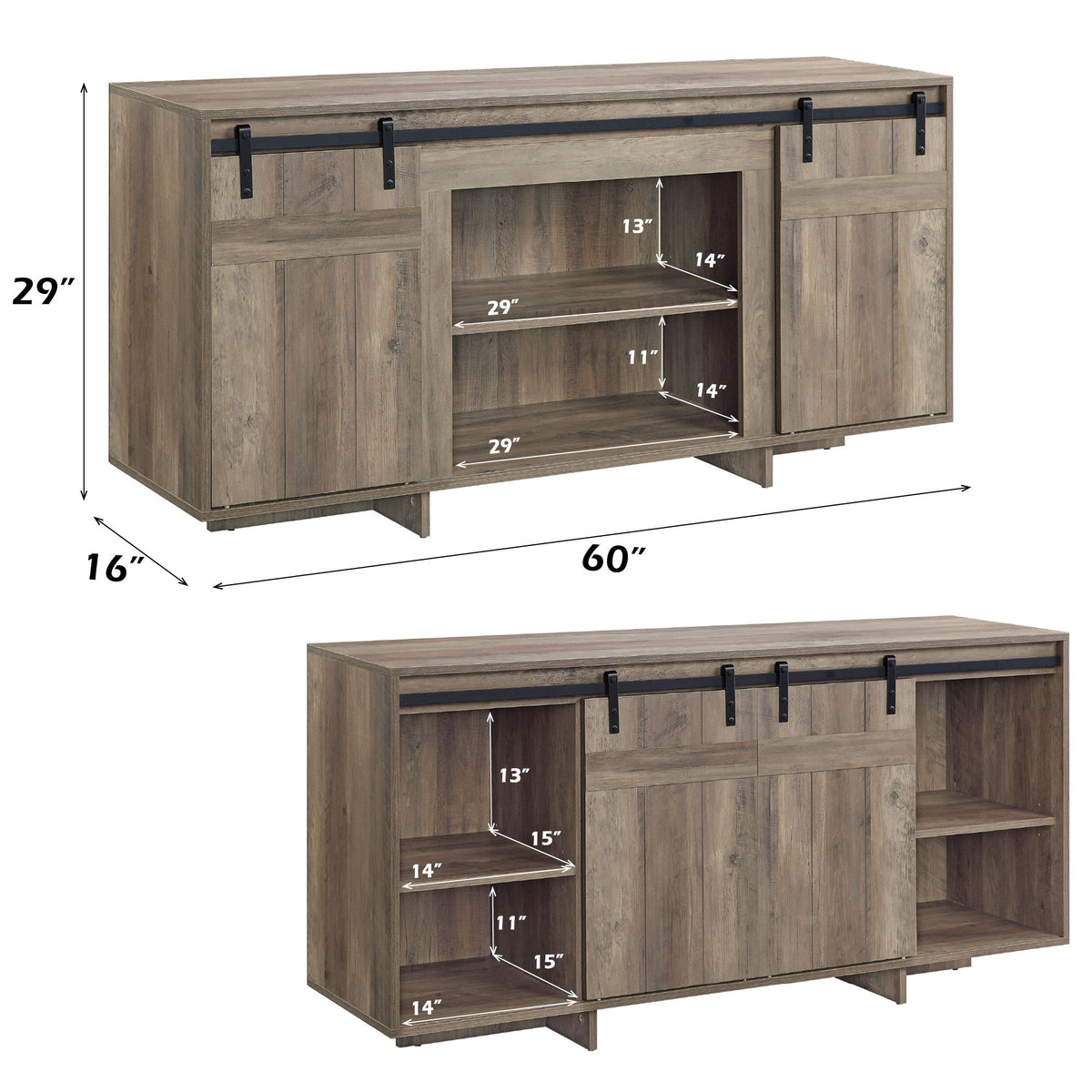 Bellarosa - TV Stand - Gray Washed - Wood