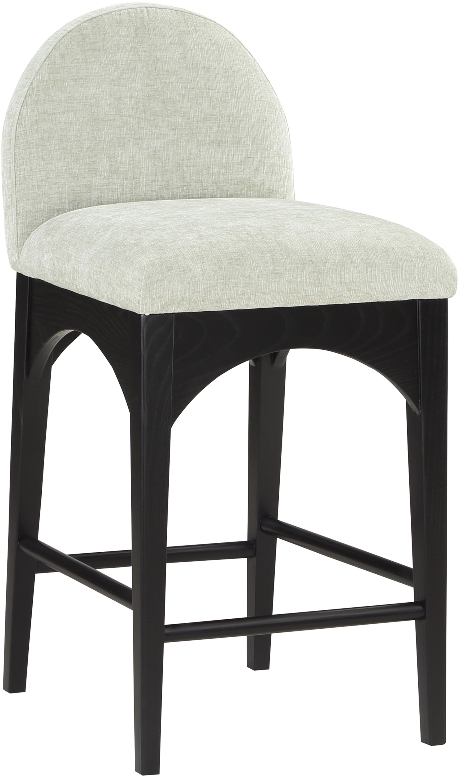 Waldorf - Chenille Stool With Black Legs