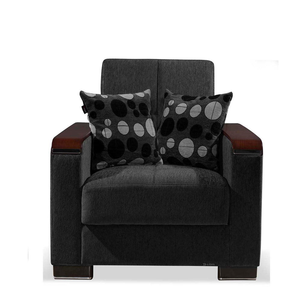 Ottomanson Armada X - Upholstered Convertible Wood Trimmed Armchair With Storage