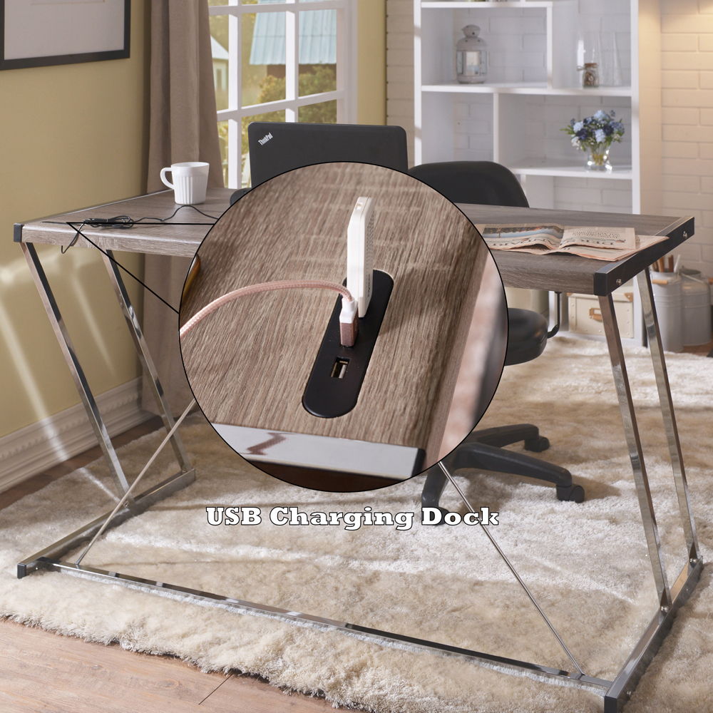 Finis - Desk - Weathered Oak & Chrome