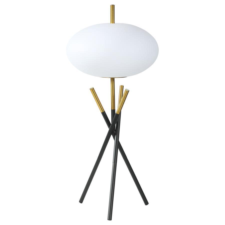 Layton - White Orb Shade Tripod Table Lamp - Black