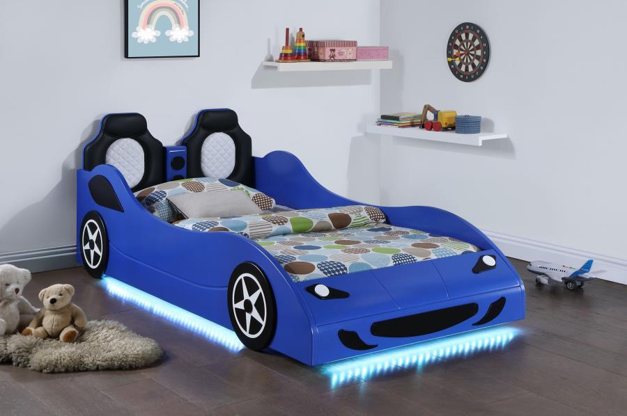 Cruiser - Wood LED Race Car Bed And 7" Mattress
