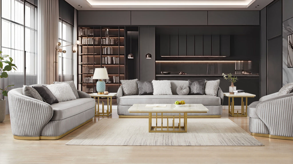 HD-7008 - Chair - Gray / Gold