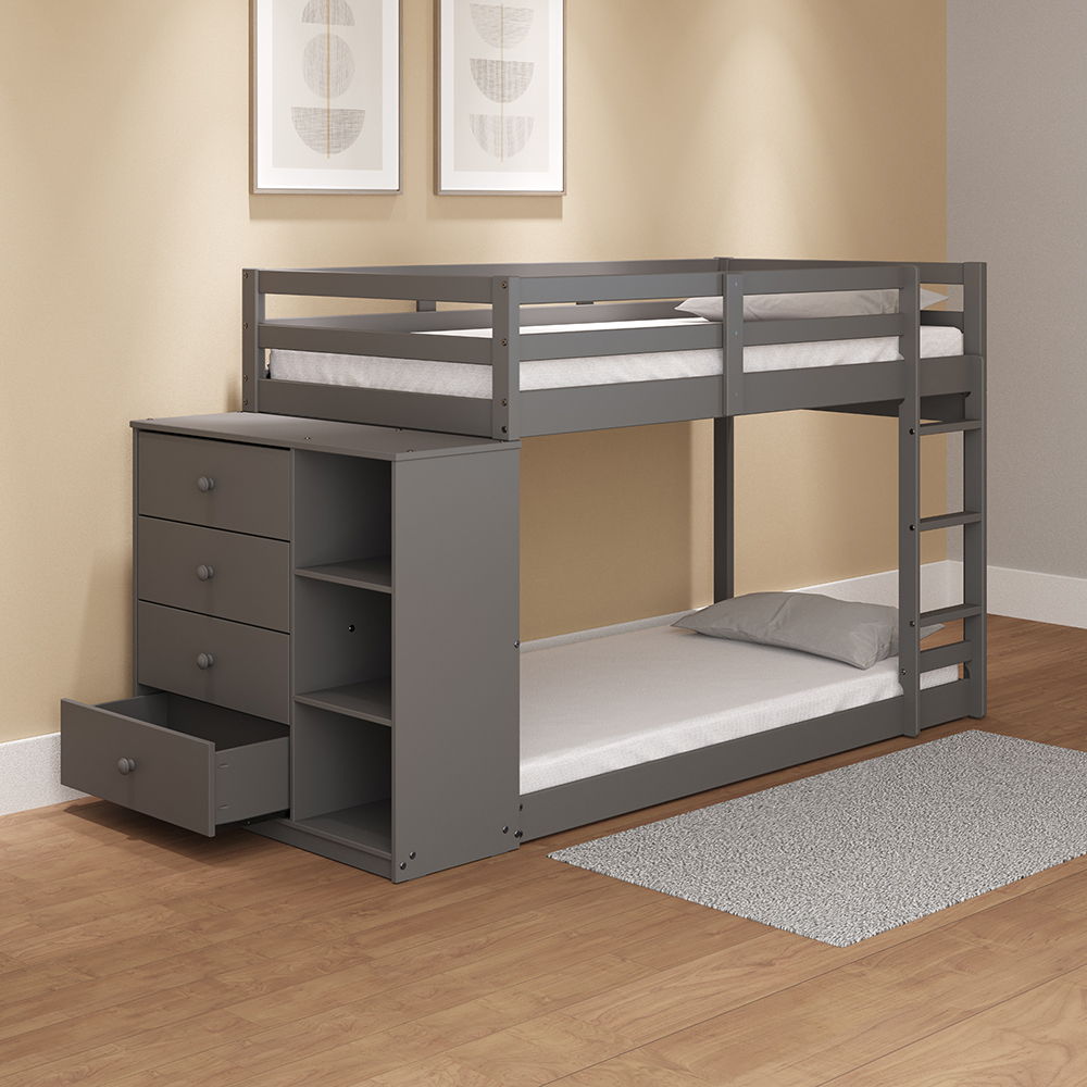 Gaston - Twin Over Twin Bunk Bed - Gray Finish