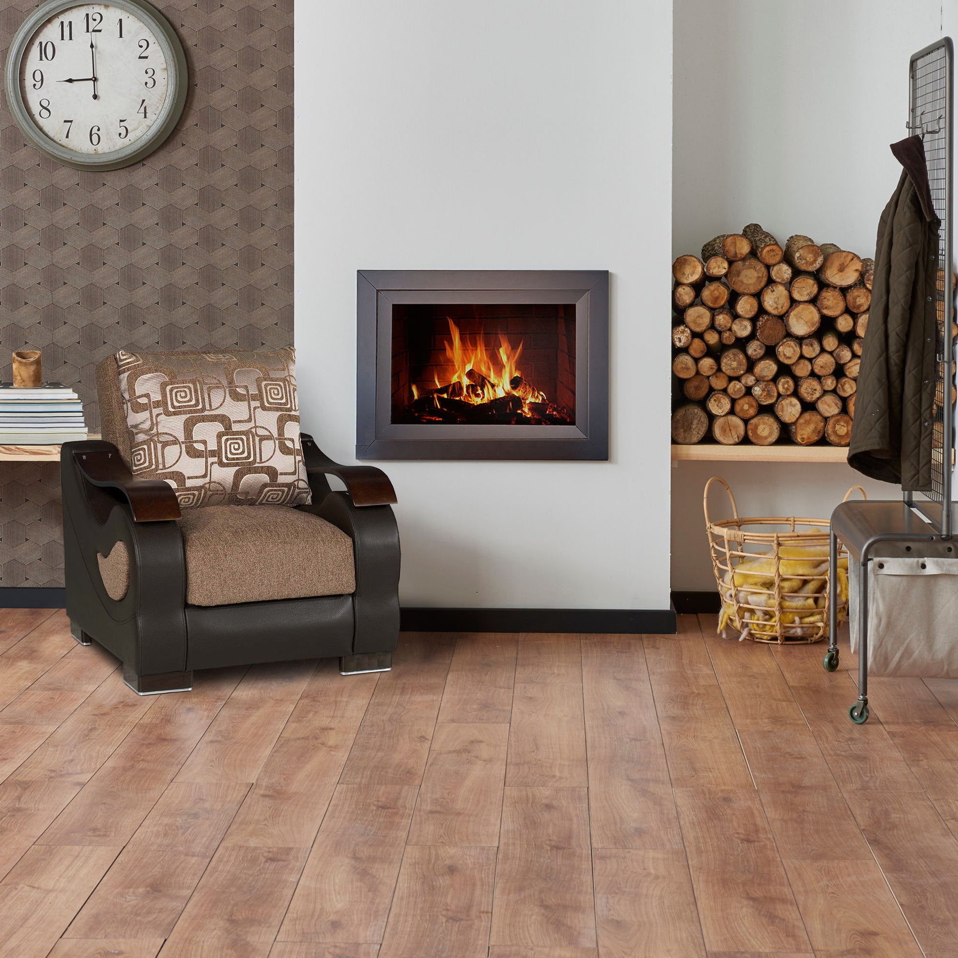 Ottomanson Metroplex - Upholstered Convertible Armchair With Storage - Brown