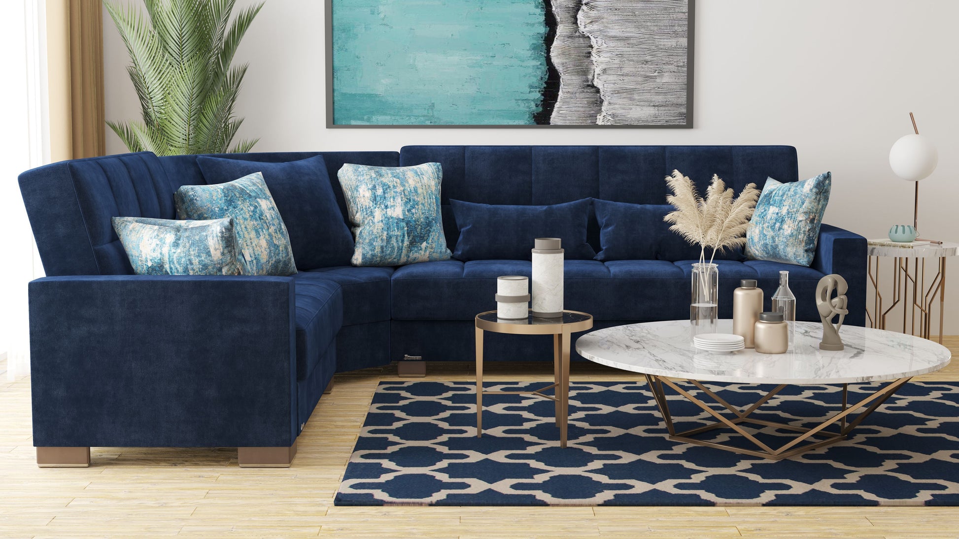 Ottomanson Armada - Upholstered Convertible Sectional With Storage - Microfiber