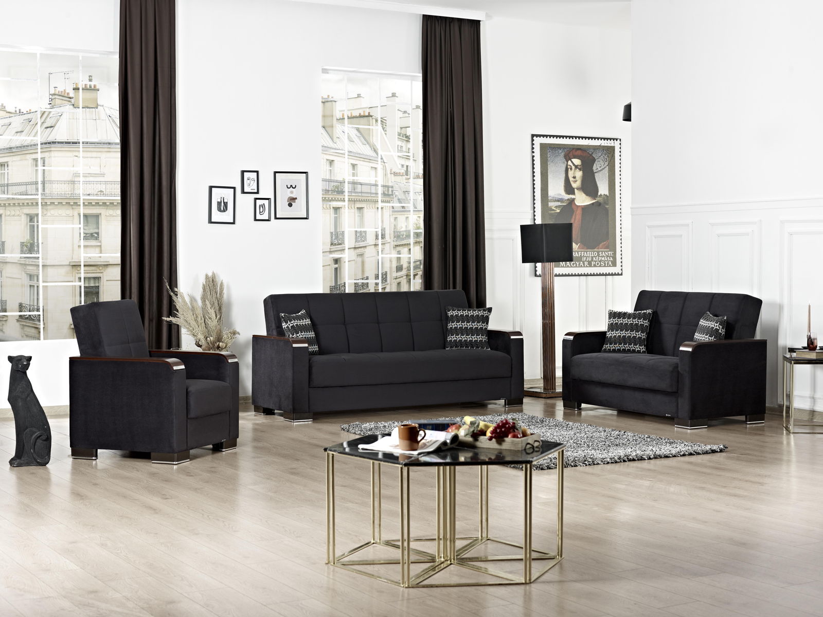 Ottomanson Armada X - Upholstered Convertible Wood Trimmed Armchair With Storage - Microfiber