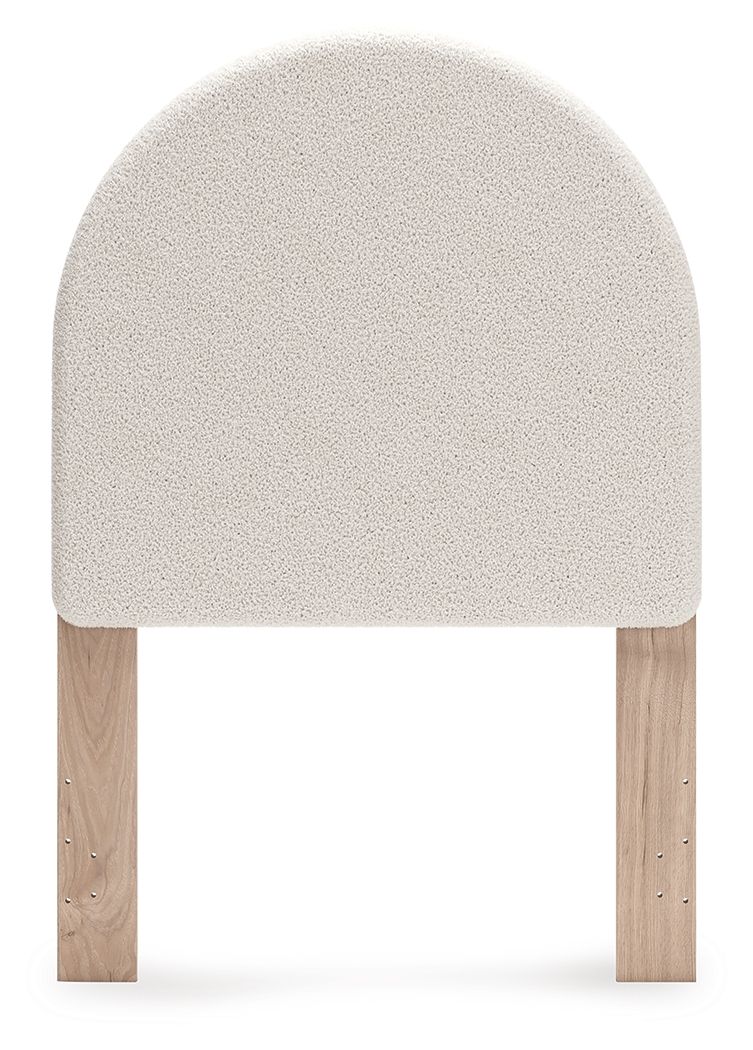 Arloster - White / Tan - Twin Upholstered Panel Headboard