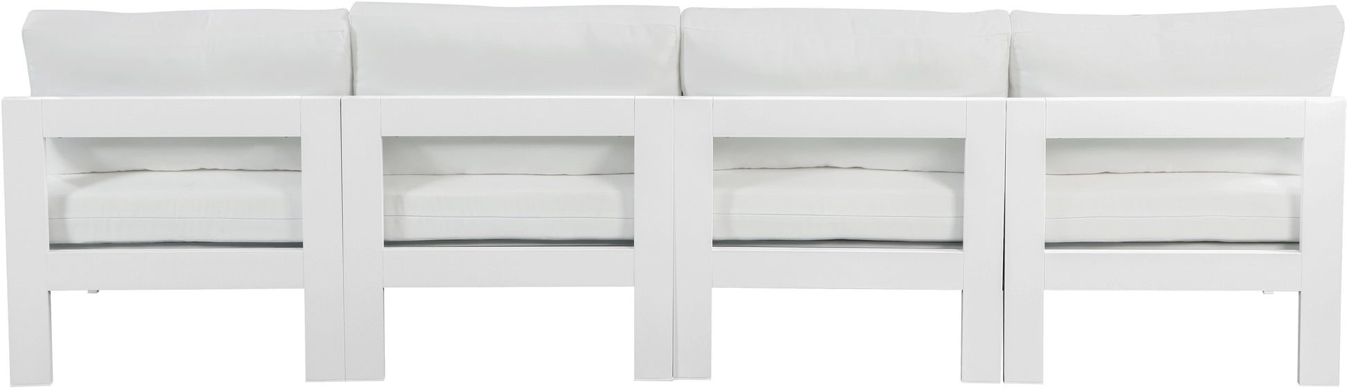 Nizuc - Outdoor Patio 4 Seat Armless Modular Sofa With White Frame