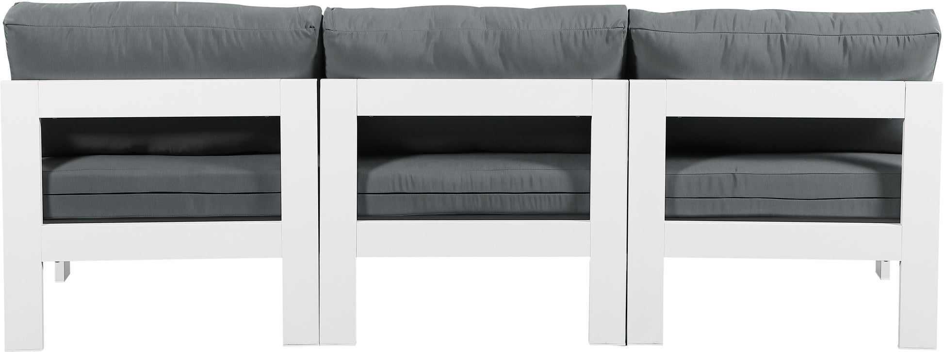 Nizuc - Outdoor Patio 3 Seat Armless Modular Sofa With White Frame