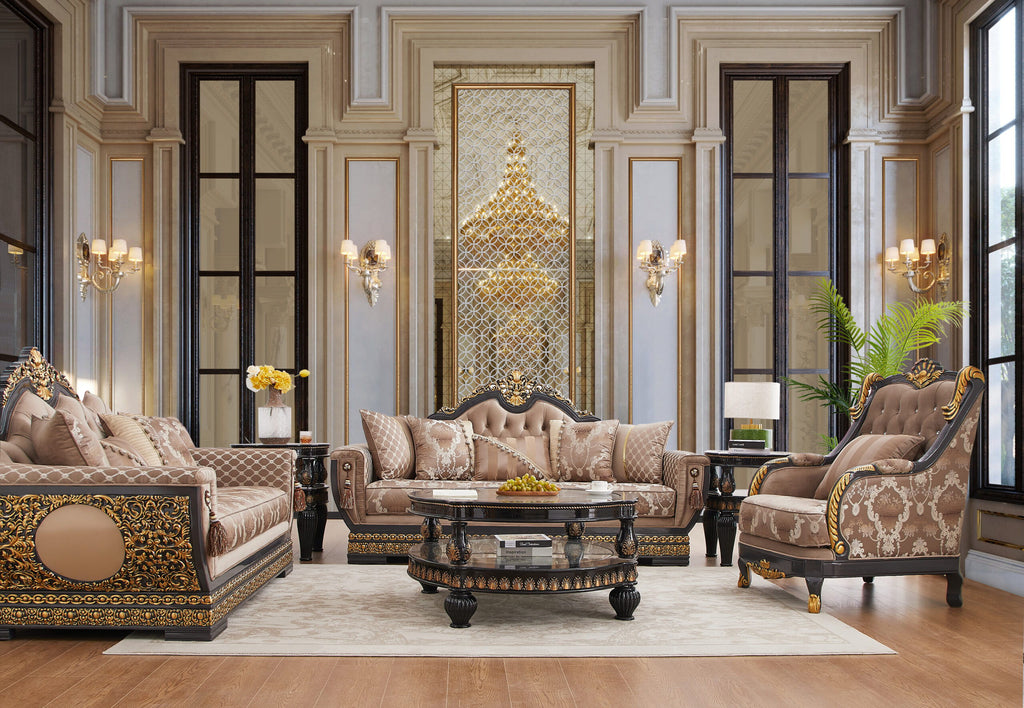 HD-9049 - Chair - Brown / Black / Gold