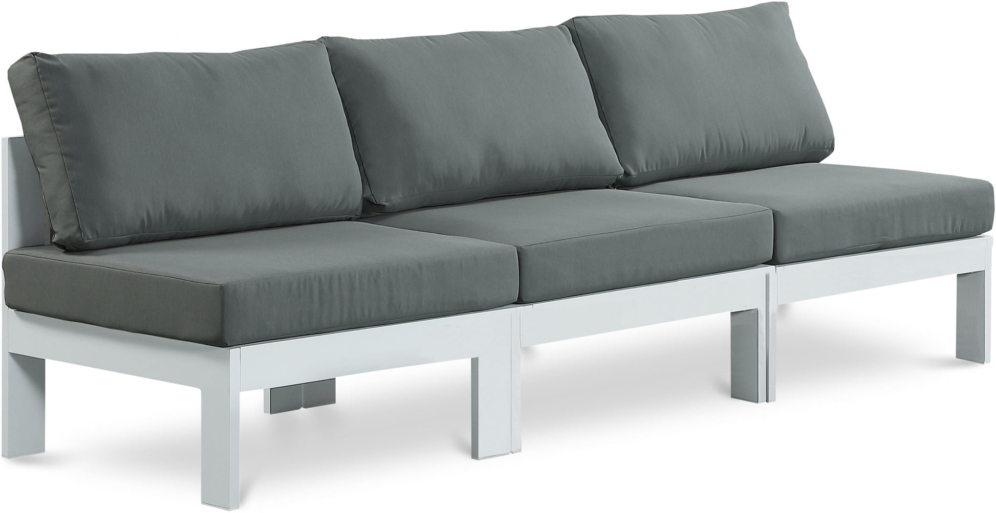 Nizuc - Outdoor Patio 3 Seat Armless Modular Sofa With White Frame