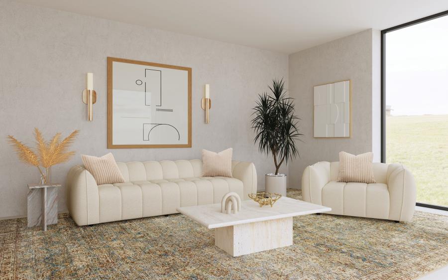 Winchester - Boucle Upholstered Chair And a Half - Sand Pebble