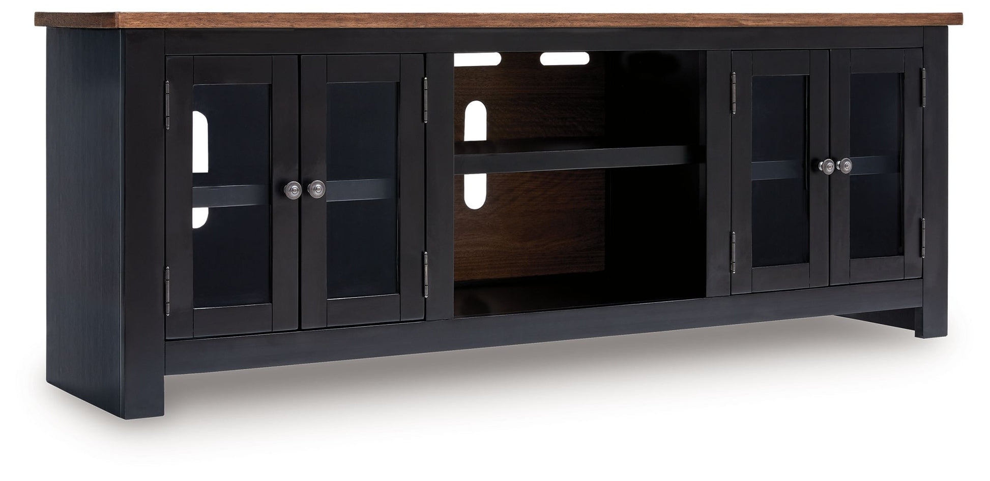 Wildenauer - Brown / Black - XL TV Stand With Fireplace Option
