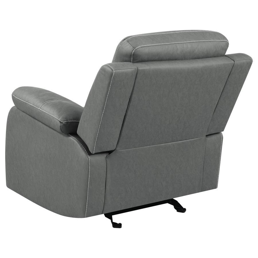 Nova - Upholstered Padded Arm Glider Recliner - Dark Gray