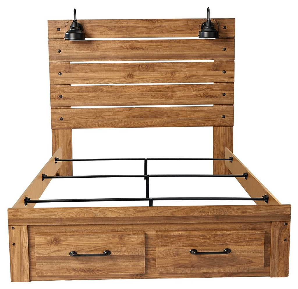 Pasklyn - Brown - King Panel Storage Bed