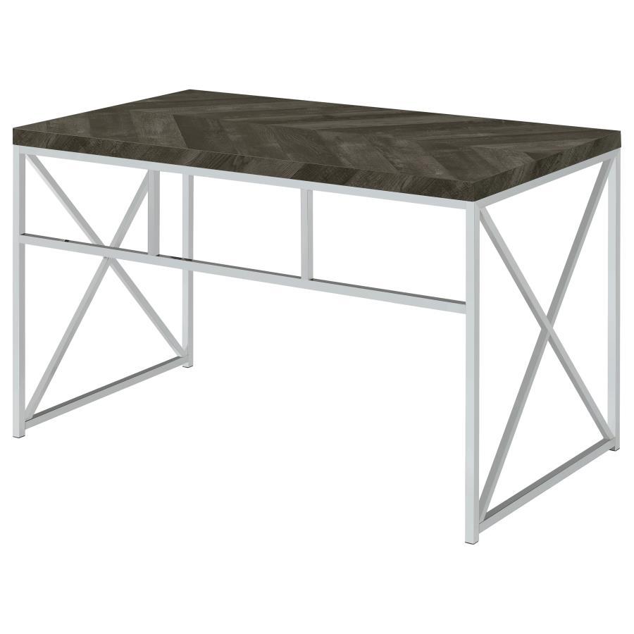 Grimma - Writing Office Desk - Rustic Gray And Chrome