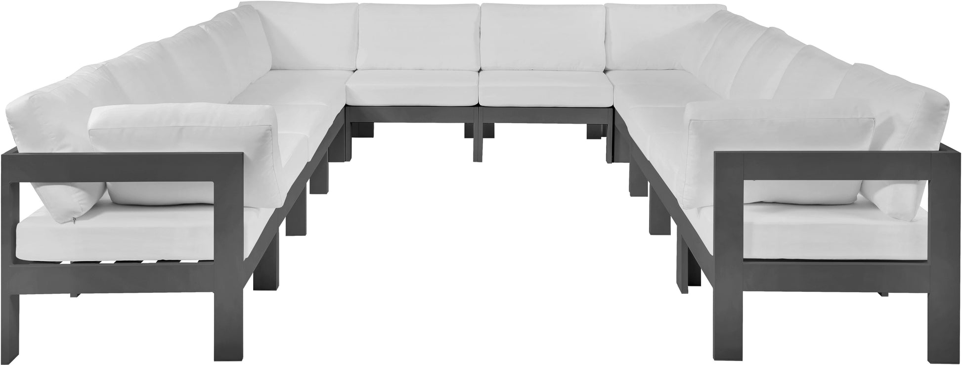 Nizuc - Outdoor Patio 12 Piece Modular Sectional With Gray Frame