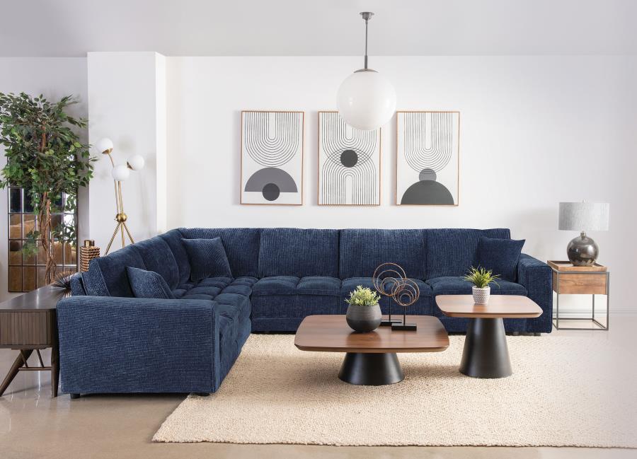Atlantic - 6 Piece Upholstered Modular Sectional Sofa - Blue