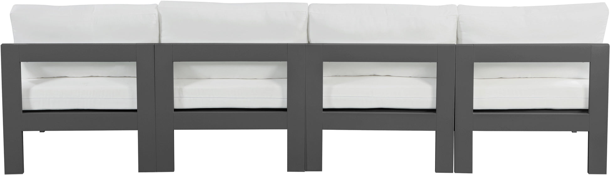 Nizuc - Outdoor Patio 4 Seat Armless Modular Sofa With Gray Frame