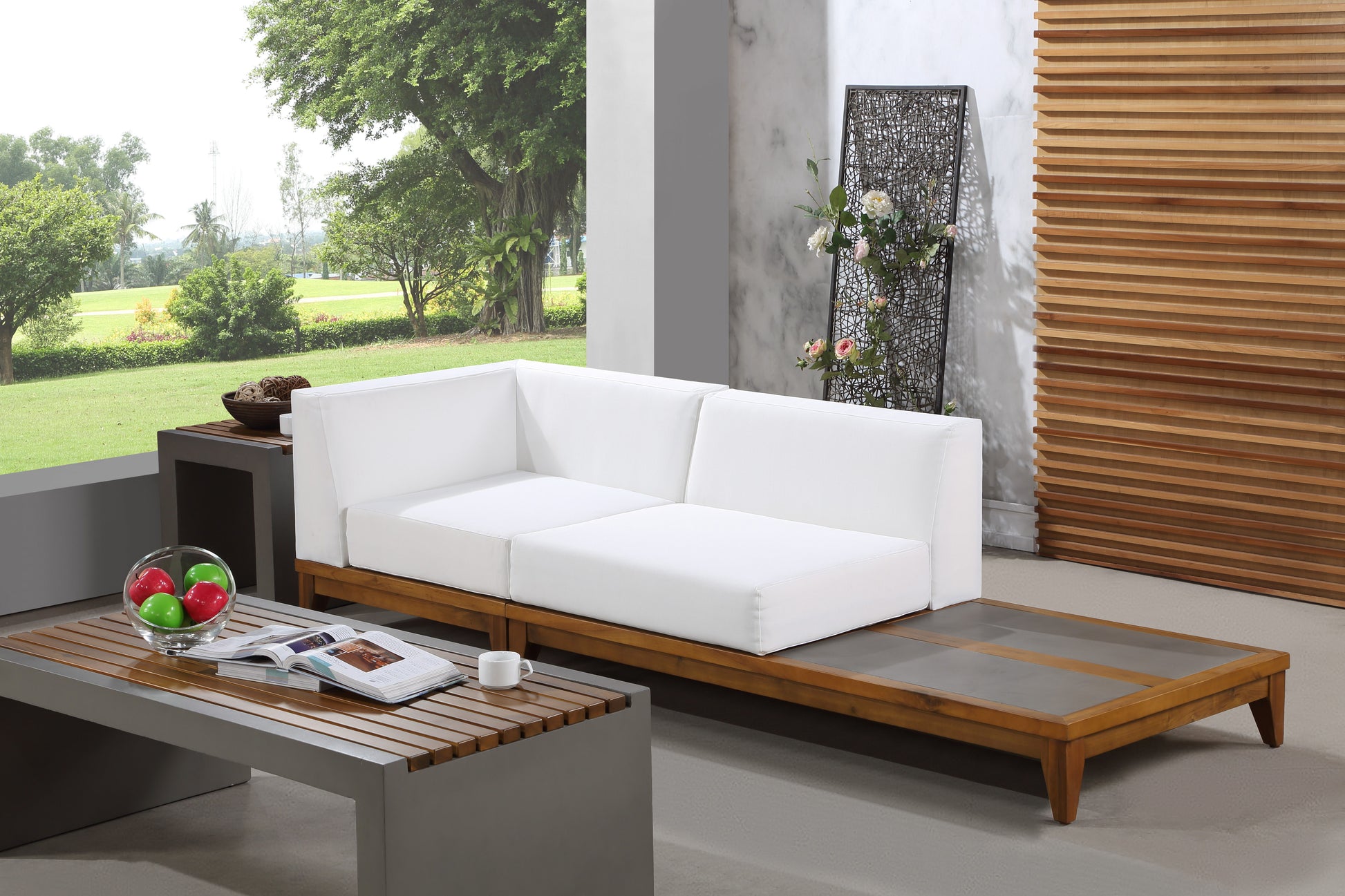 Rio - 2 Seat Modular Sofa With Table - Off White