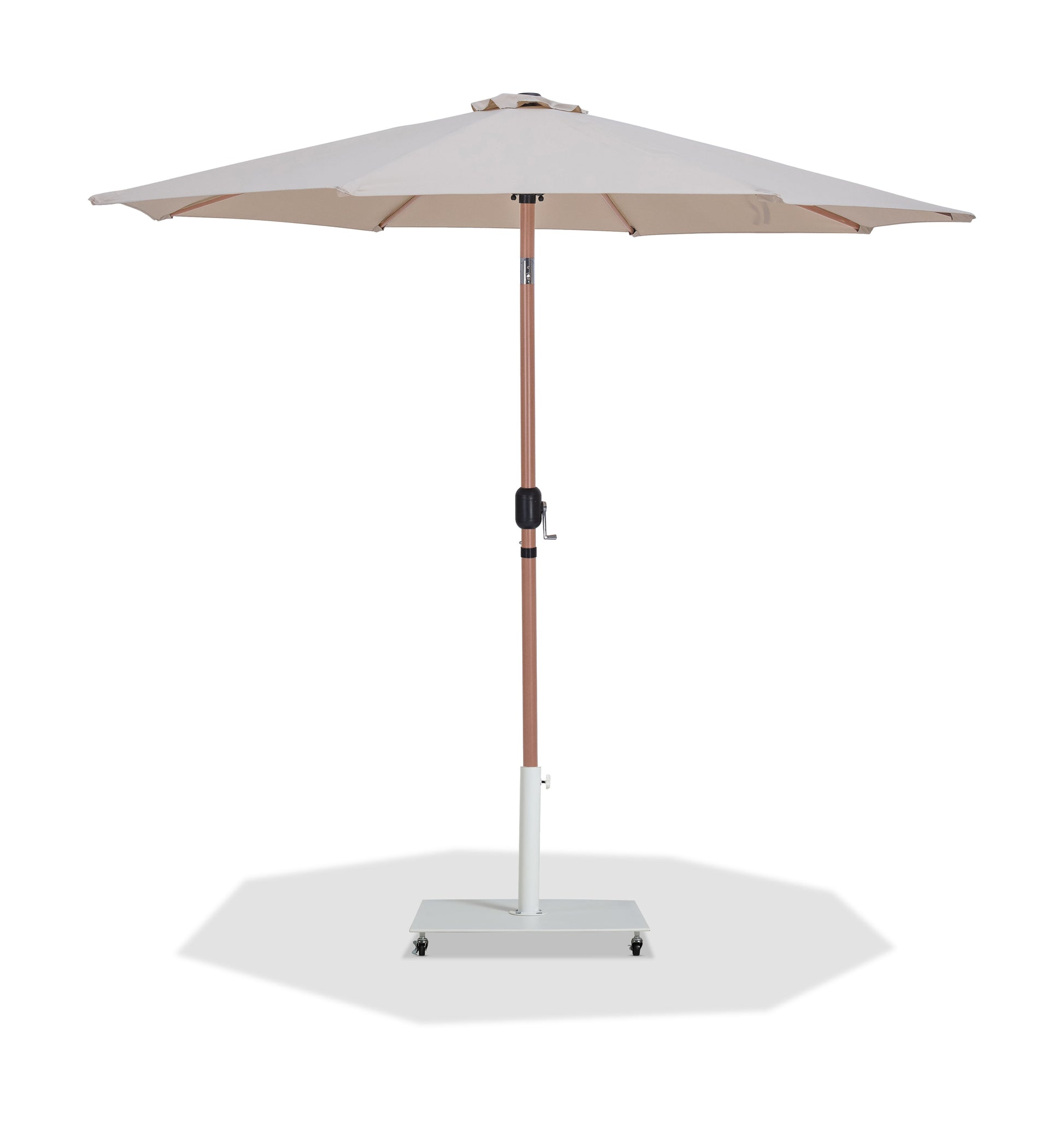 Fiji - Aluminum Patio Umbrella With Square White And Teak Base