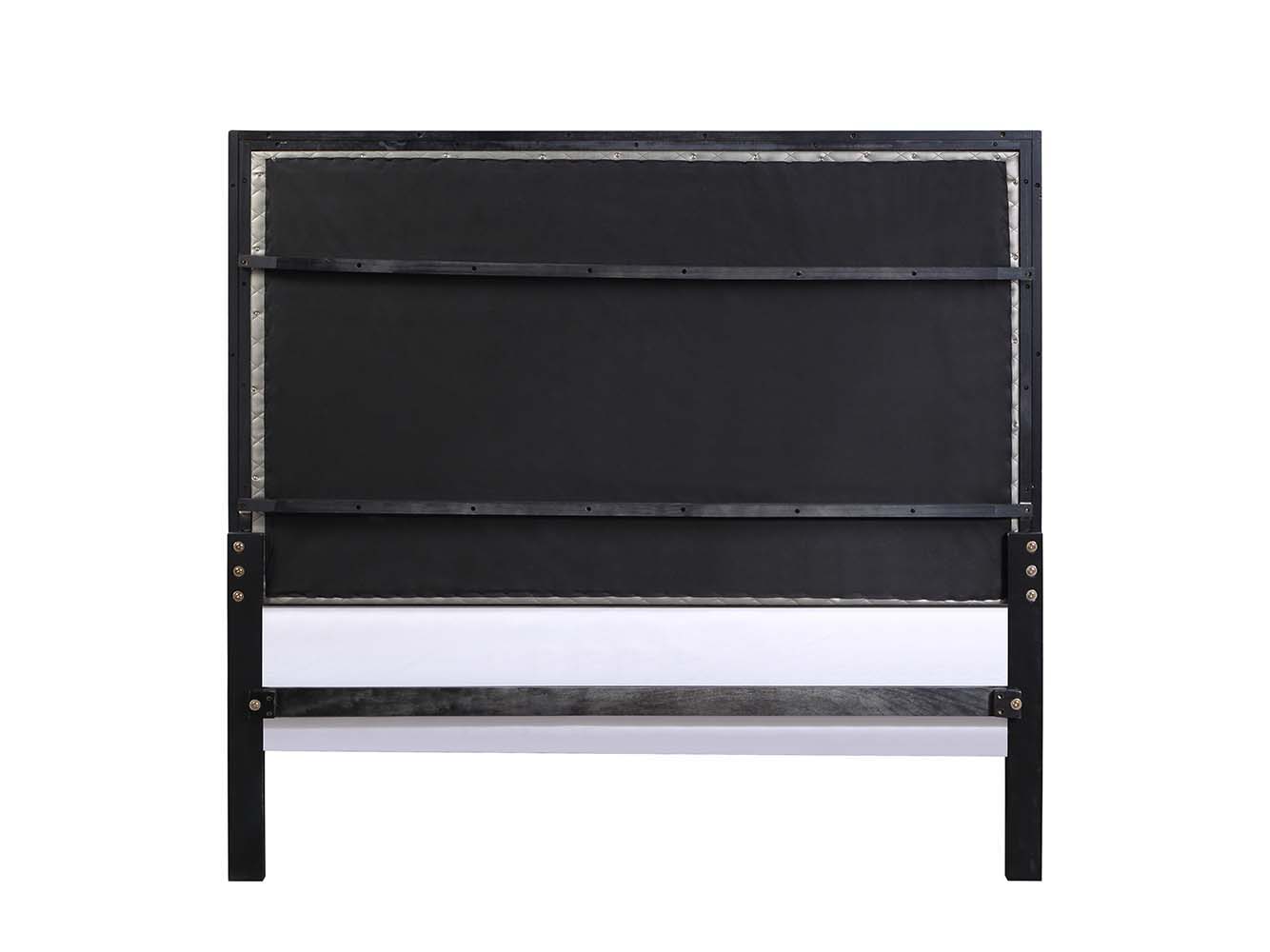 Nicola - Queen Bed - Silver PU & Black Finish