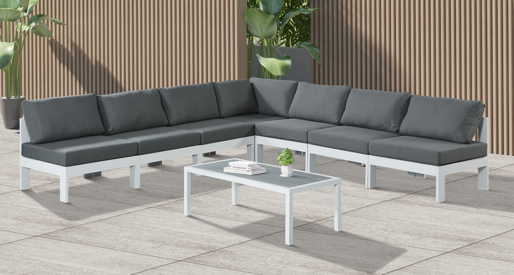 Nizuc - Outdoor Patio 7 Piece Modular Sectional With White Frame