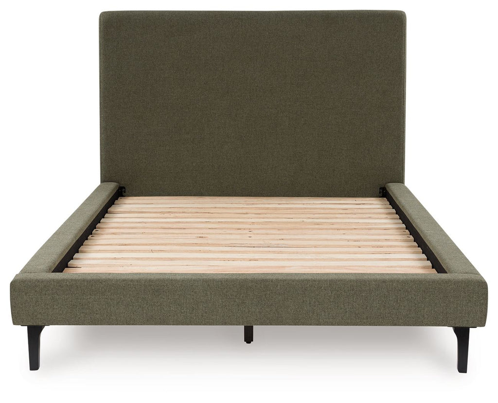 Chirason - Sage Green - Queen Upholstered Bed With Roll Slats