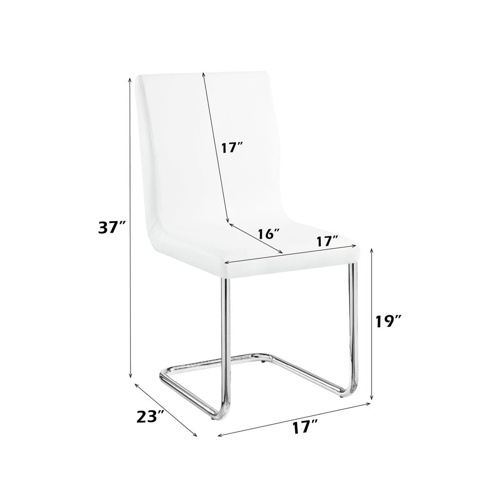 Palton - Side Chair (Set of 2) - White PU & Chrome Finish