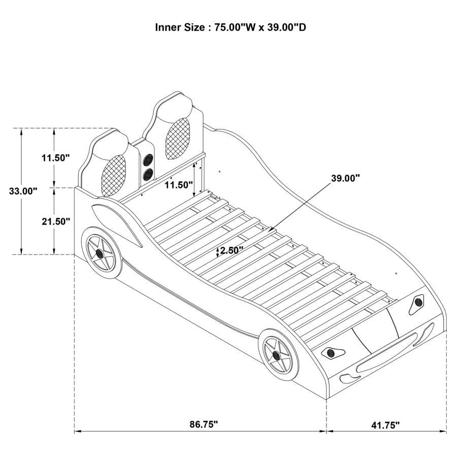 Cruiser - Wood LED Race Car Bed And 7" Mattress
